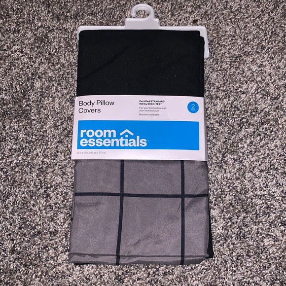 Room Essentials Other - NWT 2 Pack Body Pillow Covers Black and Grey Room Essentials 20 in x 50 in 2 pcs